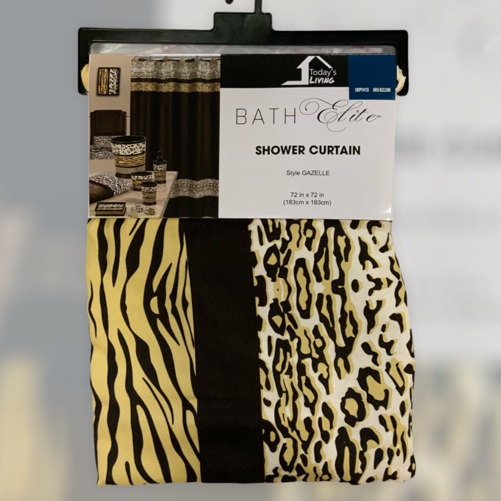 Animal Print Shower Curtain Fabric Gazelle Collection Chocolate Brown 72 X 72 in - Picture 4 of 9